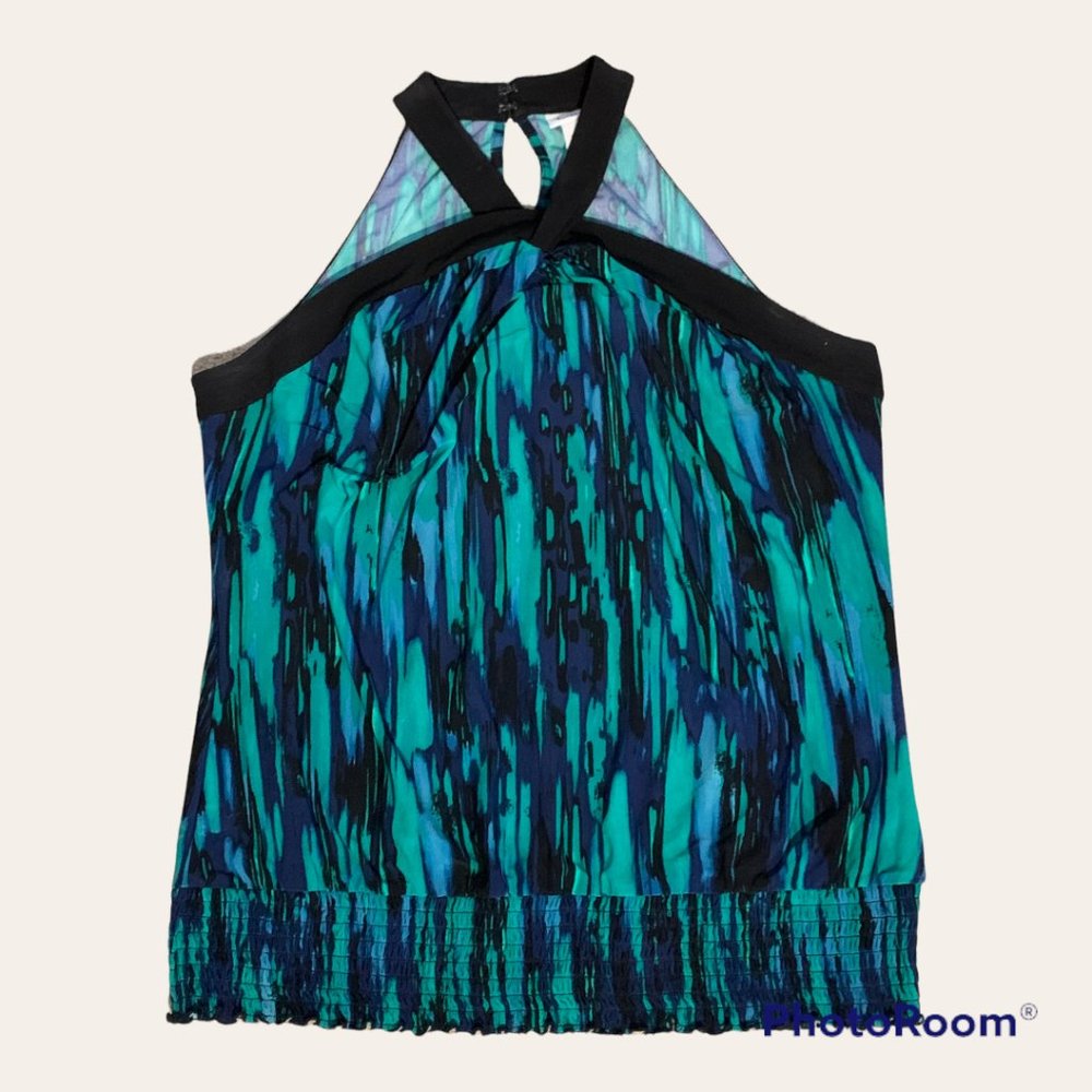 Women's Cato Green/Blue/Black Halter Style Sleeveless Top Size L